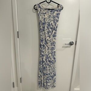 Reformation Blue and White Strapless Sheath Dress